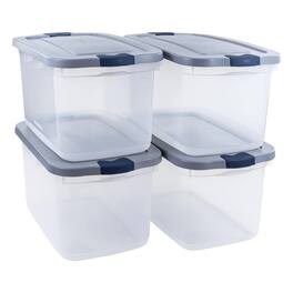RubberMaid - 4 Pack Roughneck Storage Containers, Stackable Totes, 66 Quart - Clear