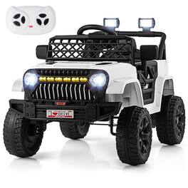 Costway - 12V Kids Ride on Truck Car Battery Powered Toddler Electric Vehicle w/ 3 Speeds - White