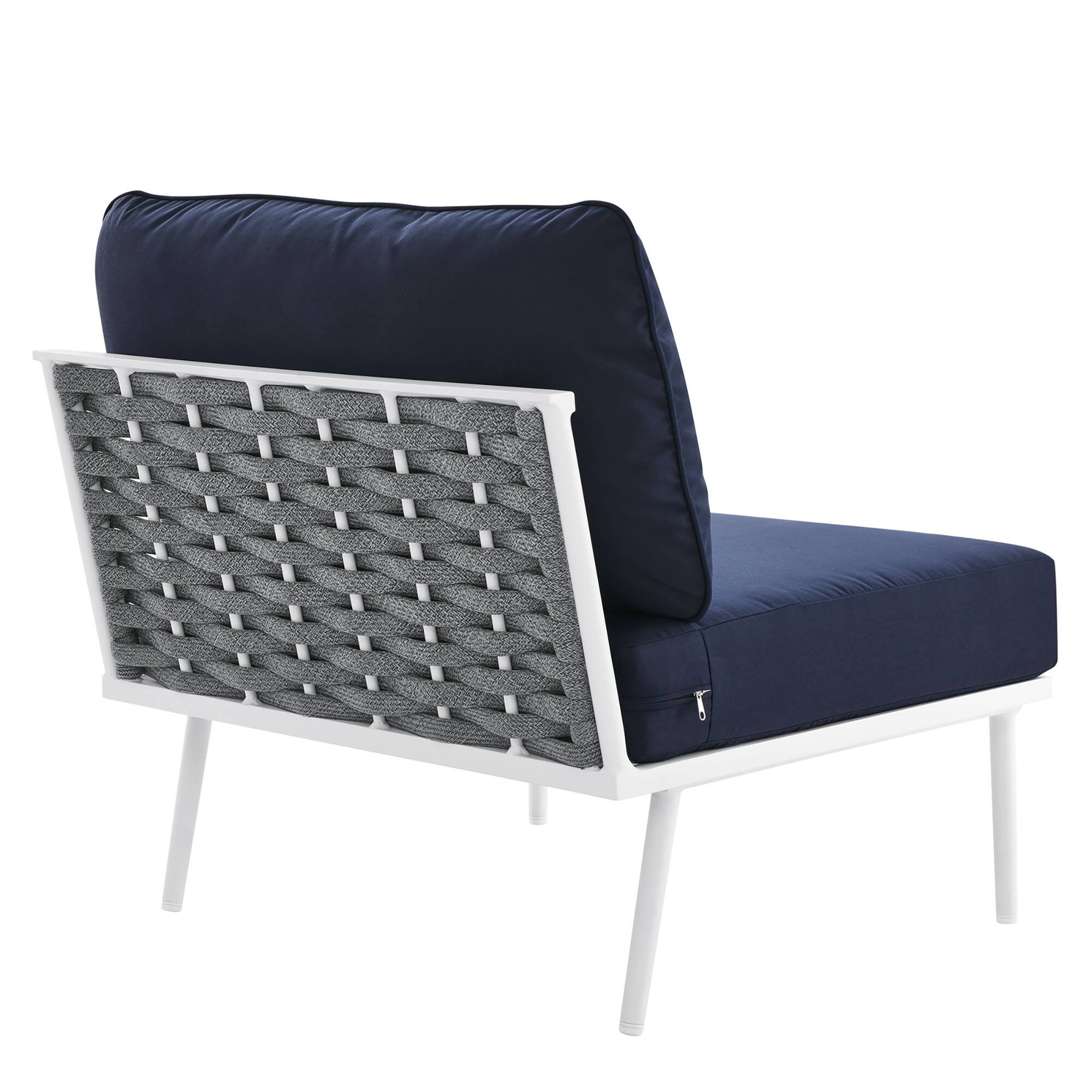 Alt View 2. Modway - Stance Outdoor Patio Aluminum Armless Chair by Modway - White Navy.