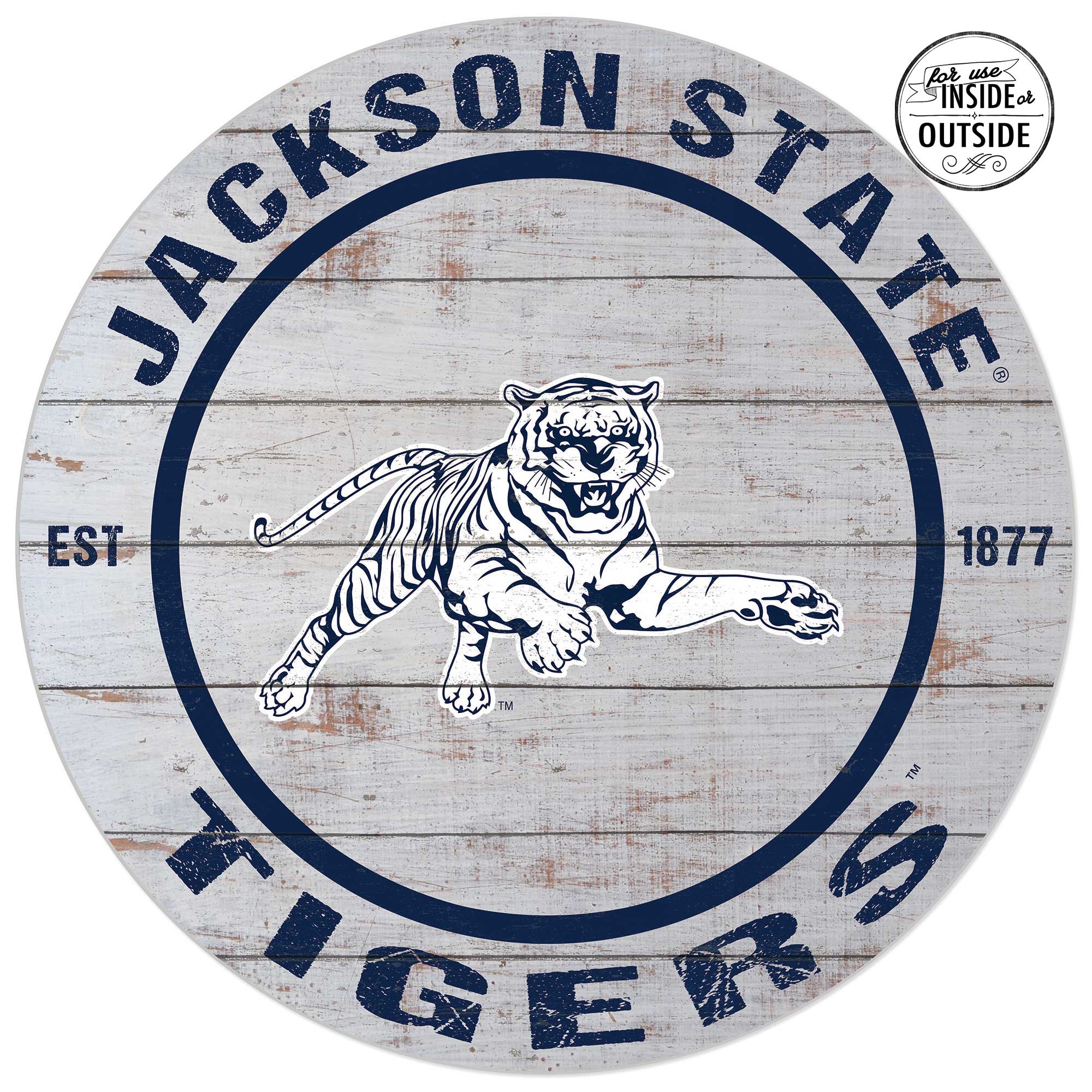 Jackson State Tigers 20'' x 20'' Indoor/Outdoor Weathered Circle Sign