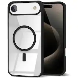 Entronix - Magnetic Case for iPhone 17 Air - Clear Back with Soft Matte Frame - Black