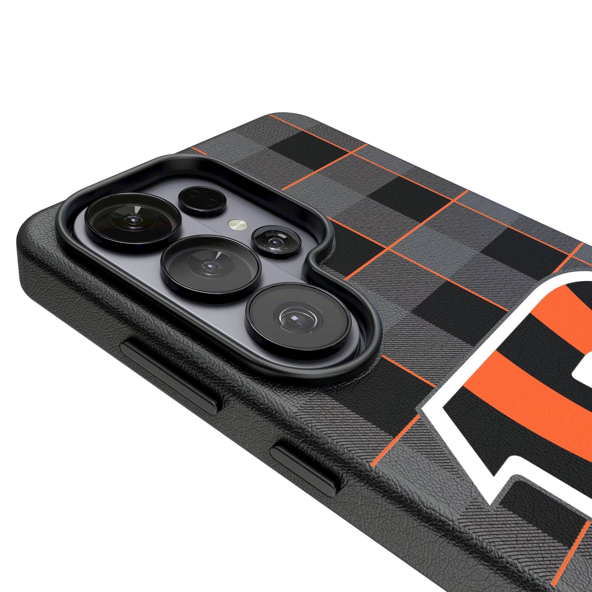 Alt View 2. Keyscaper - Cincinnati Bengals Plaid Galaxy Magnetic Bump Case - S25 - Black.