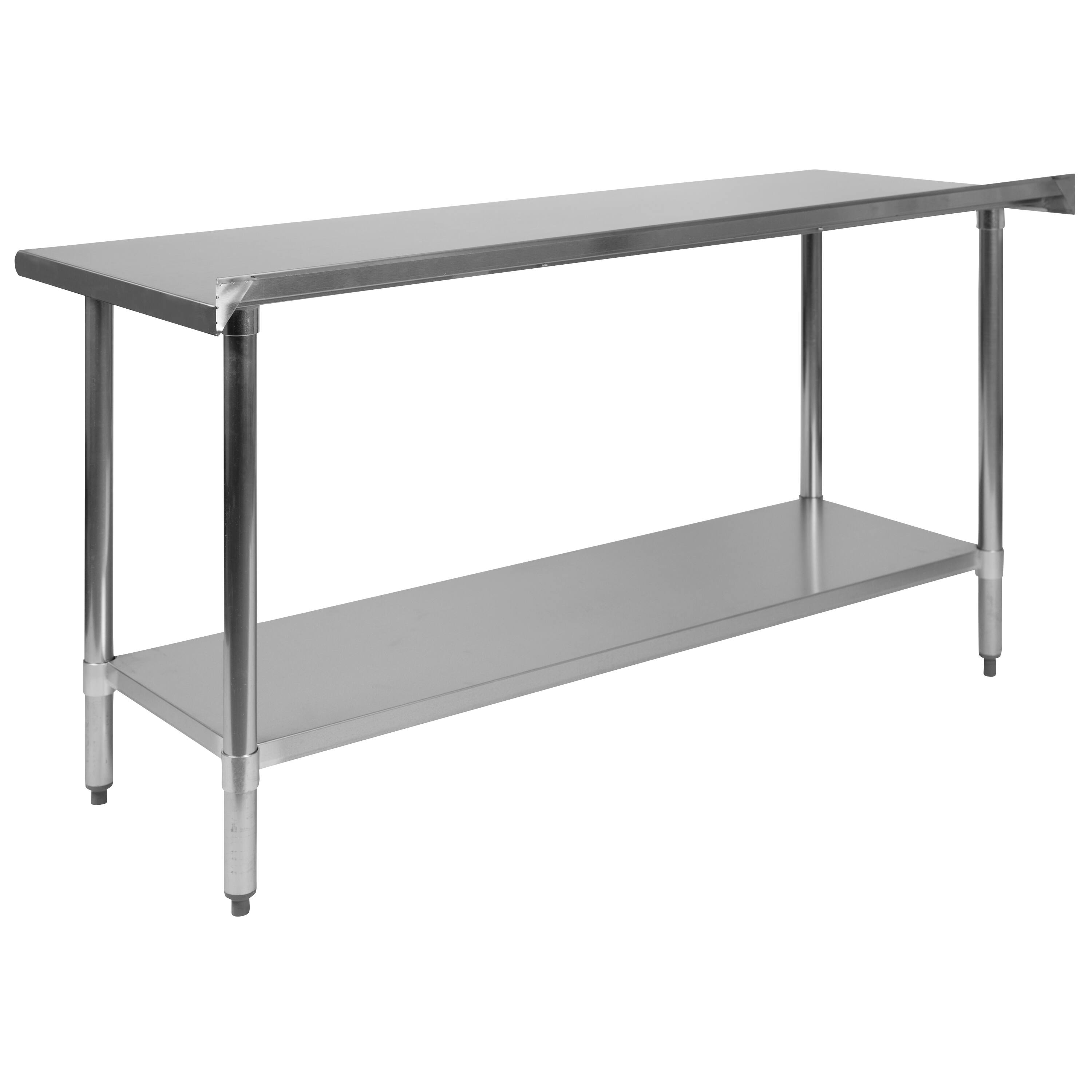 Alt View 5. Emma + Oliver - Stainless Steel 18 Gauge Prep and Work Table with Backsplash and Shelf, NSF - Stainless Steel.
