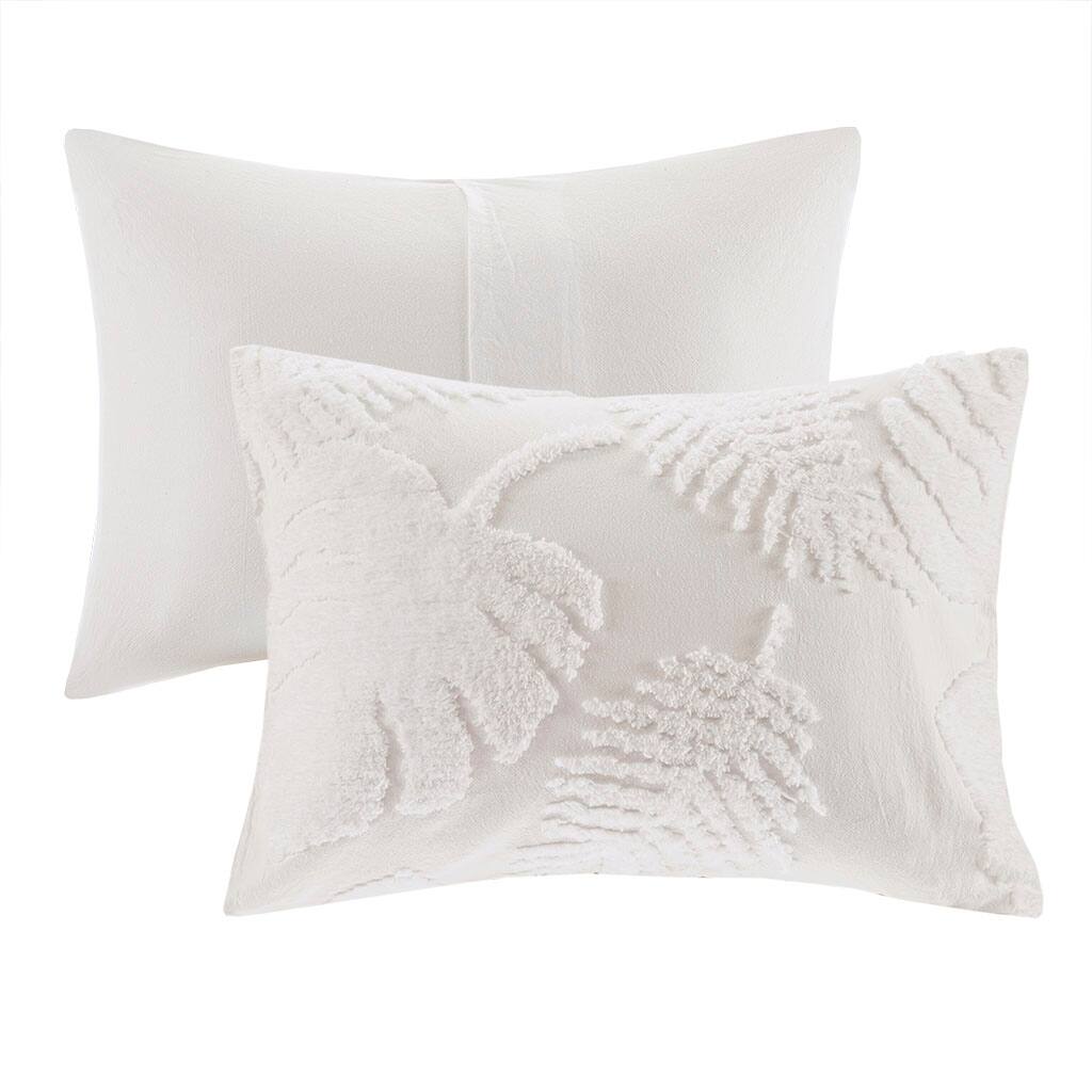 Alt View 1. Gracie Mills - Gracie Mills Domenic 3-Piece Palm Chenille Duvet Cover Set - Off-White.