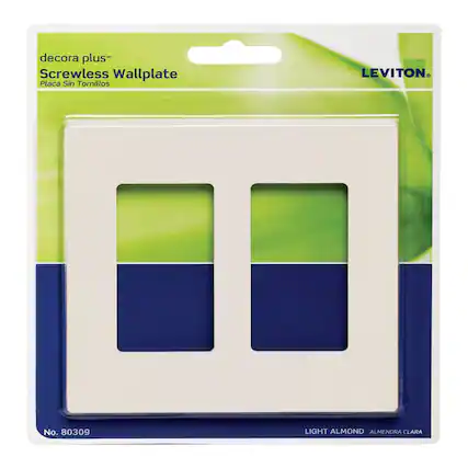 decora plus™
Screwless Wallplate
Placa Sin Tornillos
LEVITON®
No. 80309
LIGHT ALMOND
ALMENDRA CLARA