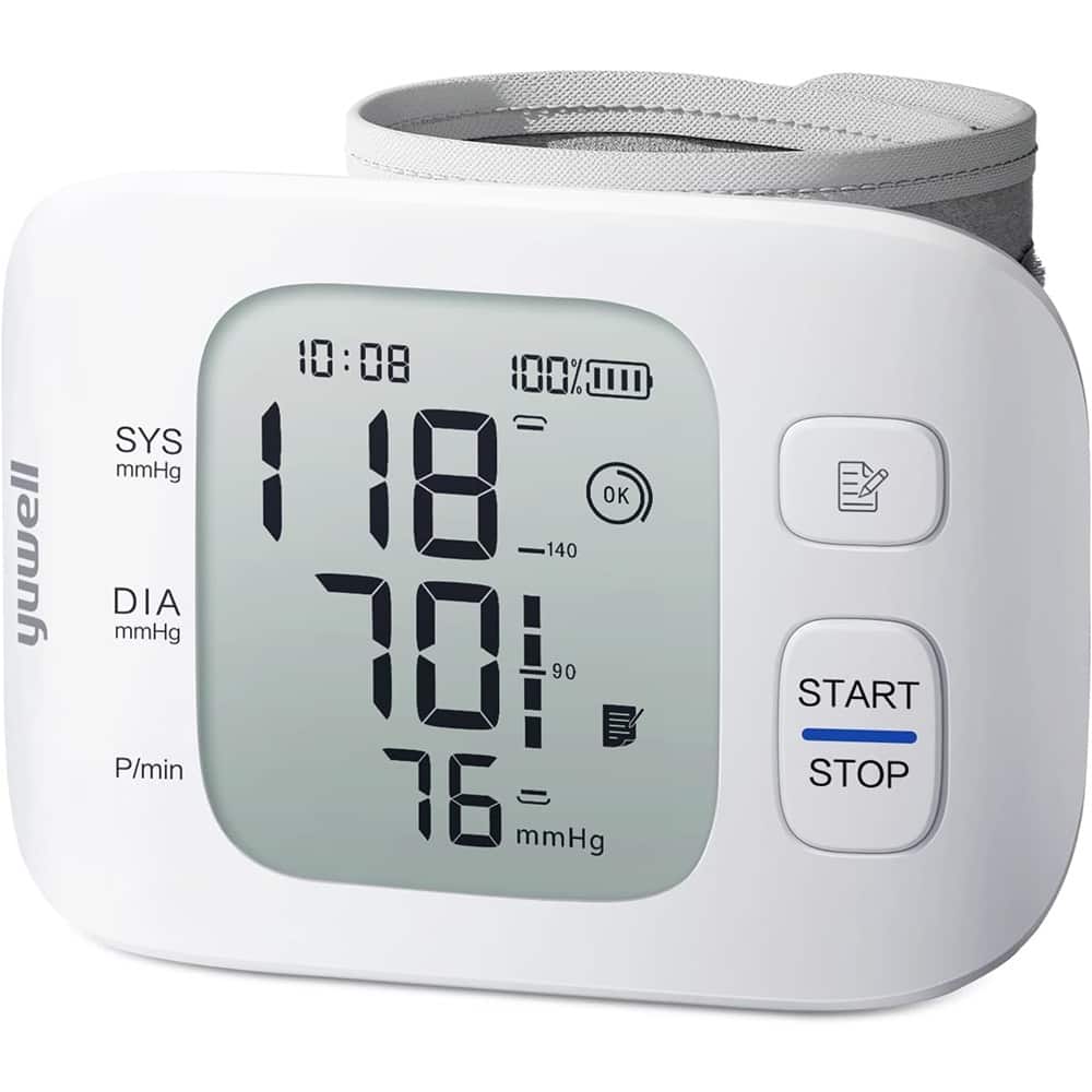 RTMB - Wrist Blood Pressure Monitor, Smart Inflation, Large Display, Rechargeable - White