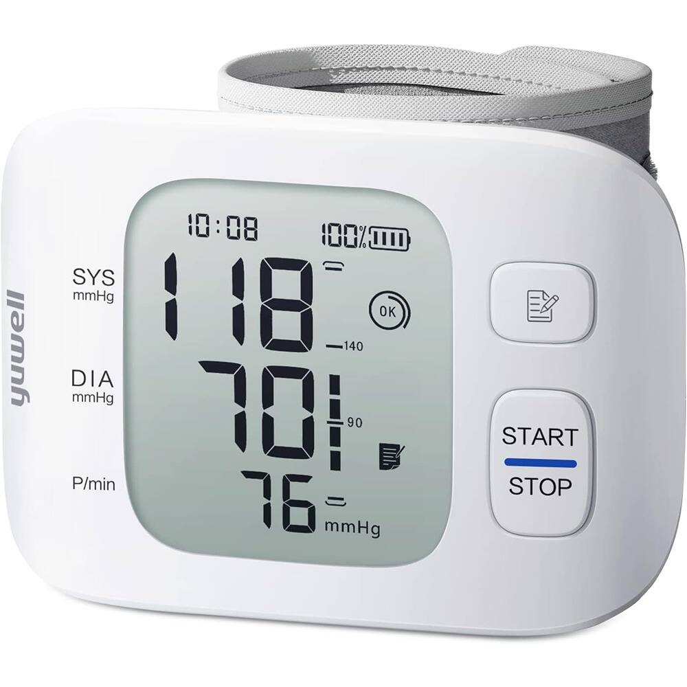 RTMB - Wrist Blood Pressure Monitor, Smart Inflation, Large Display, Rechargeable - White