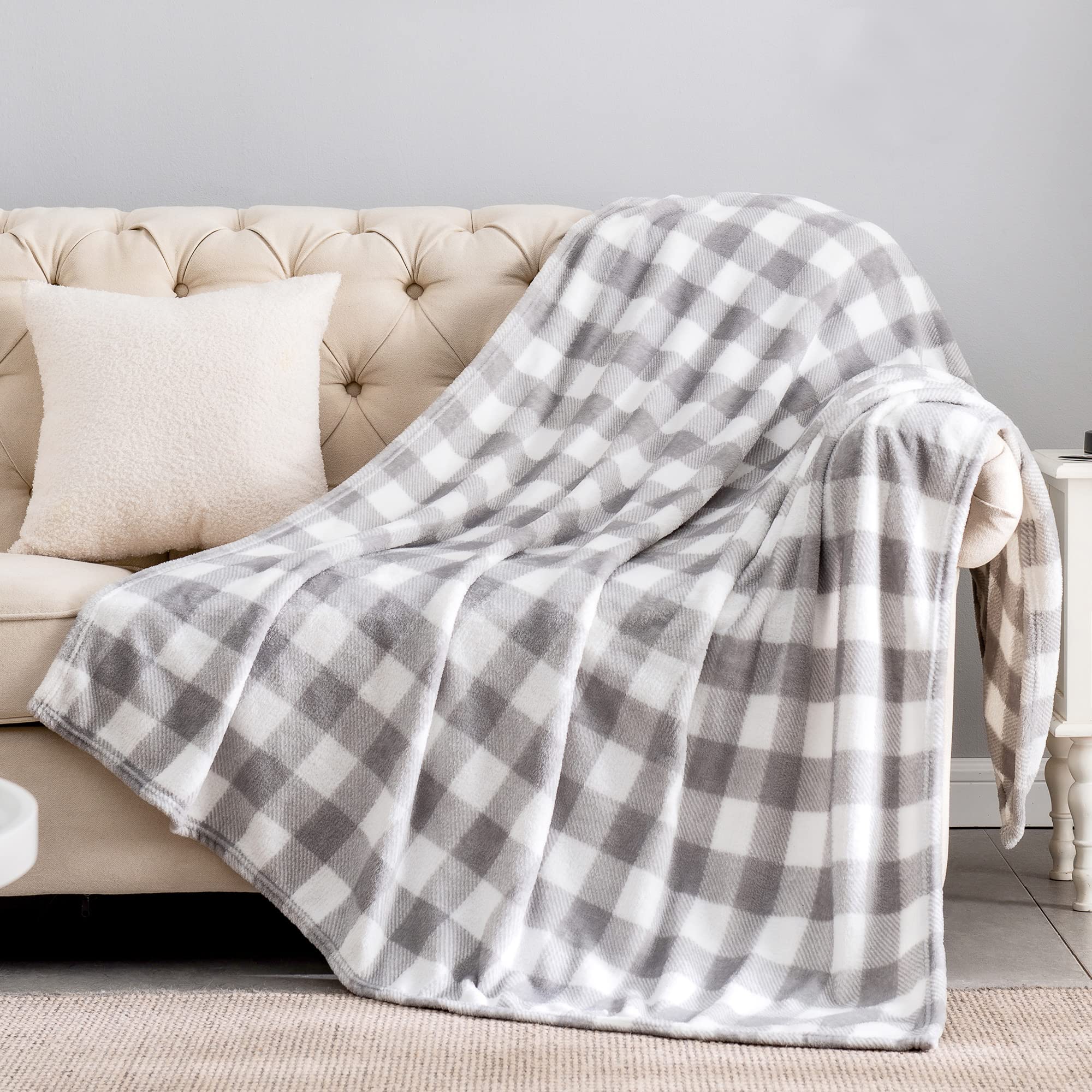 Grey/White Plaid Twin(60"x80")