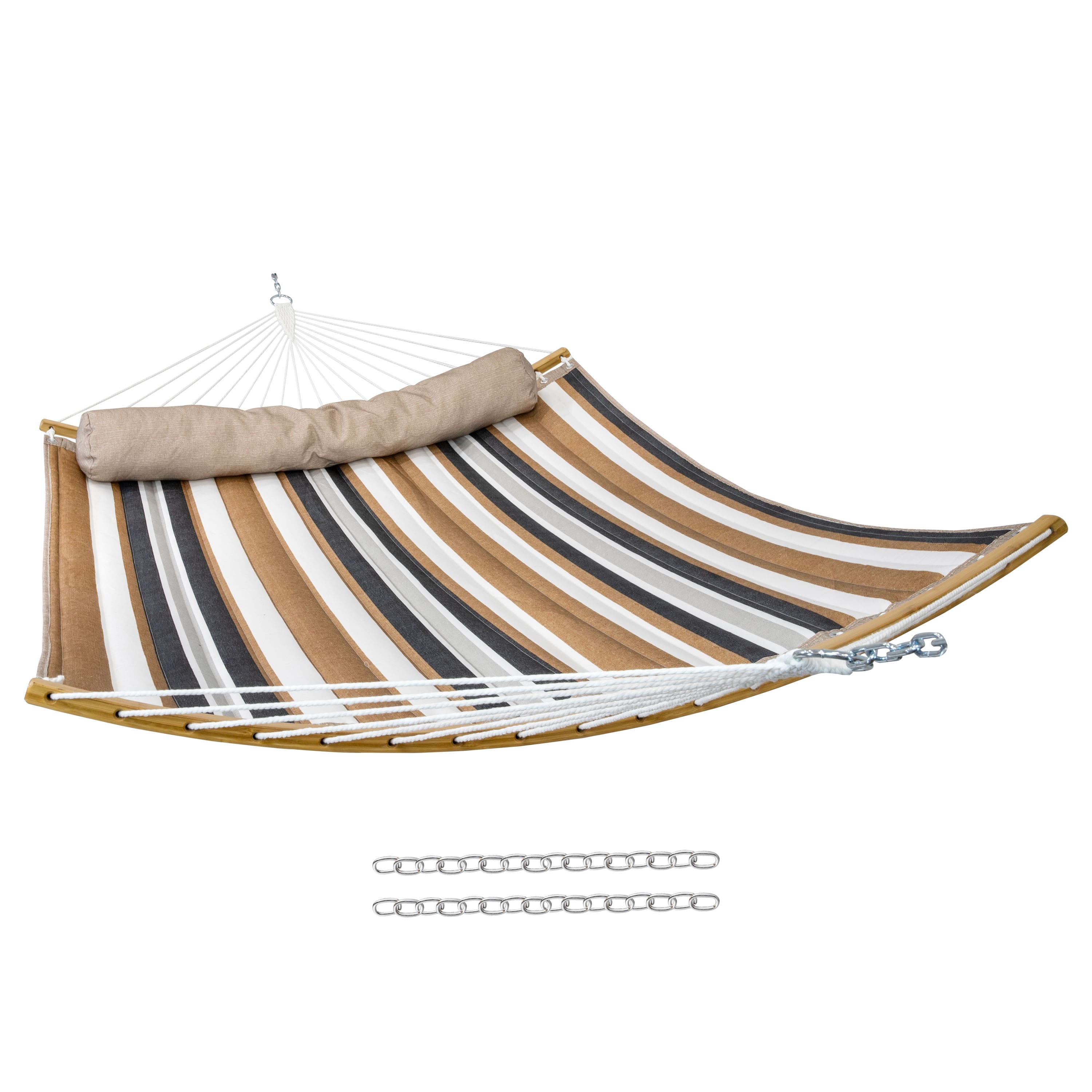 Front. Sunnydaze - Quilted Hammock with Curved Spreader Bar - Calming Desert.