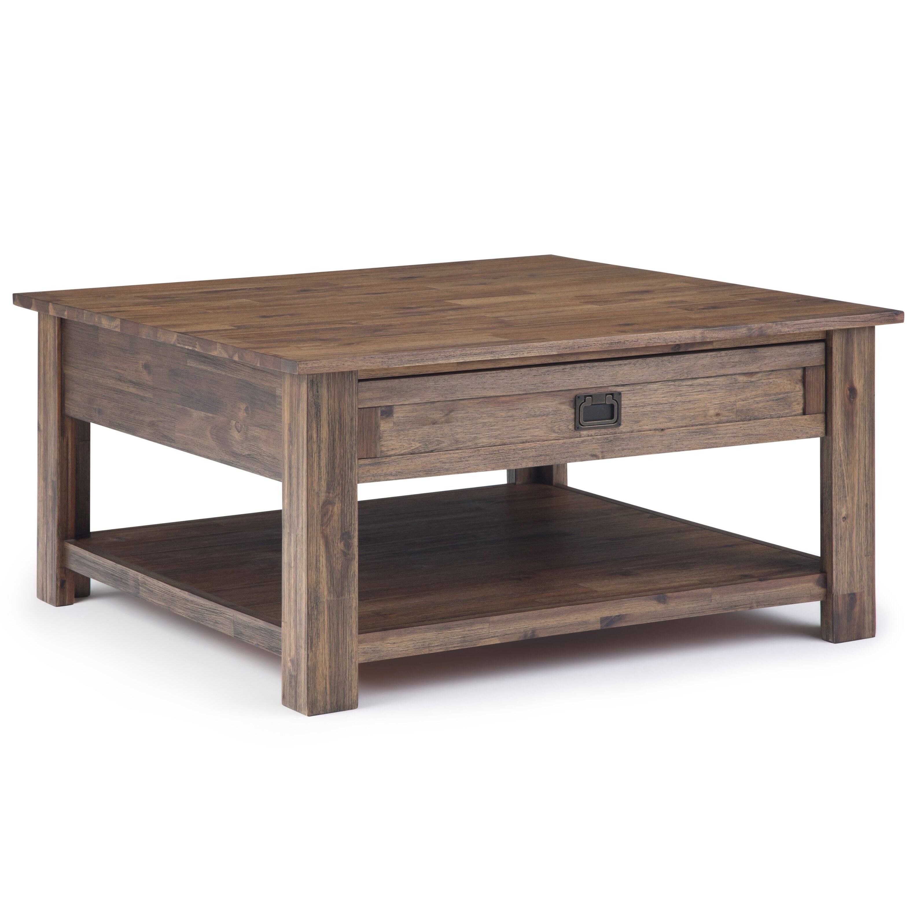 Alt View 1. Simpli Home - Monroe 38 inch Coffee Table with 22 inch End Tables (Set of 3) - Rustic Natural Aged Brown.