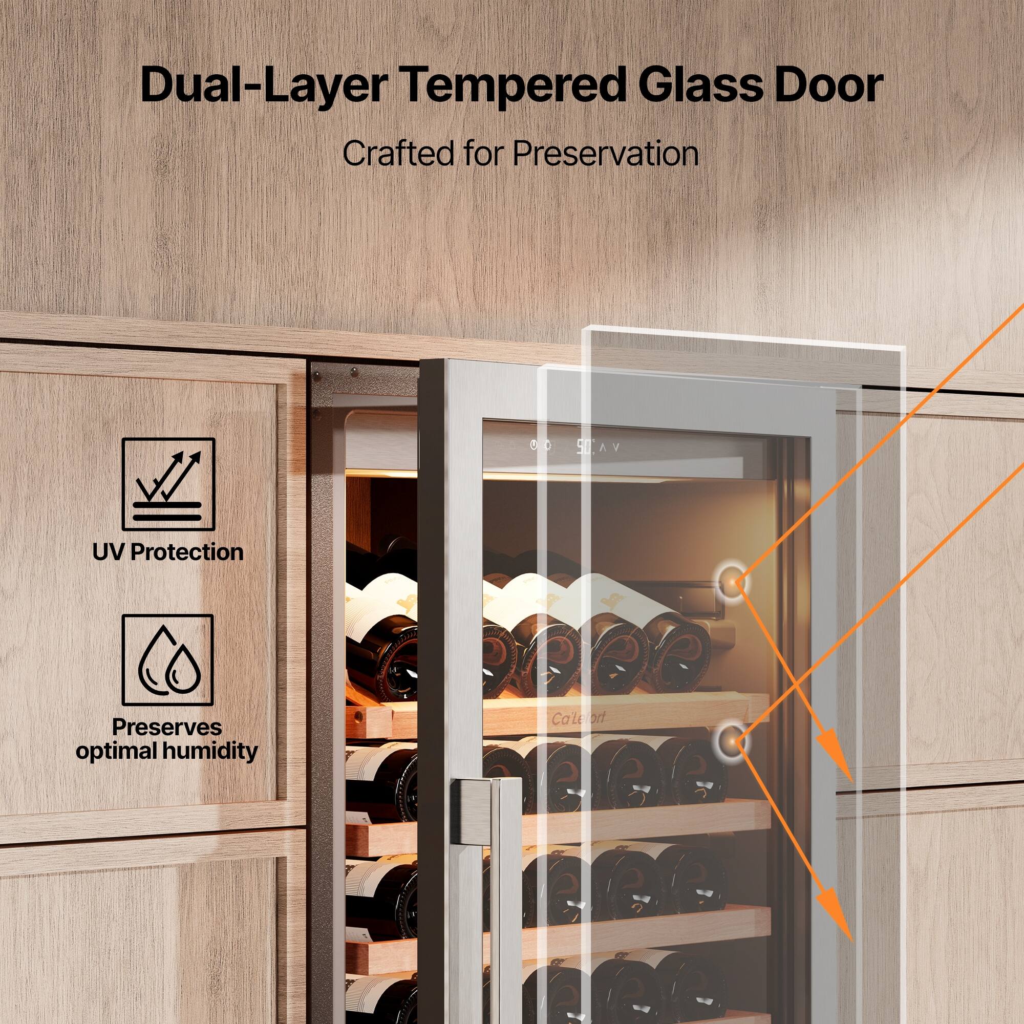 Dual-Layer Tempered Glass Door  
Crafted for Preservation  

UV Protection  
Preserves optimal humidity