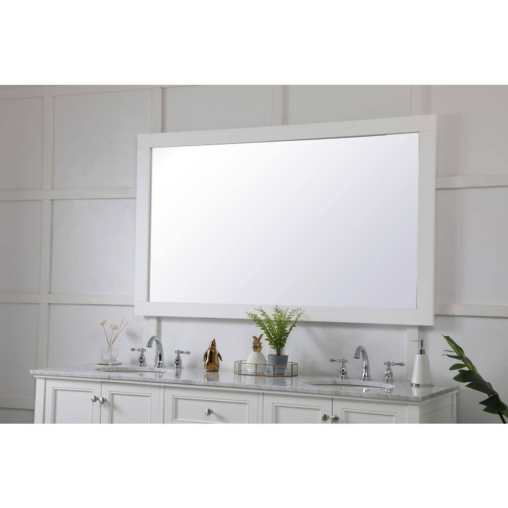 Alt View 3. Elegant Decor - Aqua rectangle vanity mirror 60 inch in White - White.