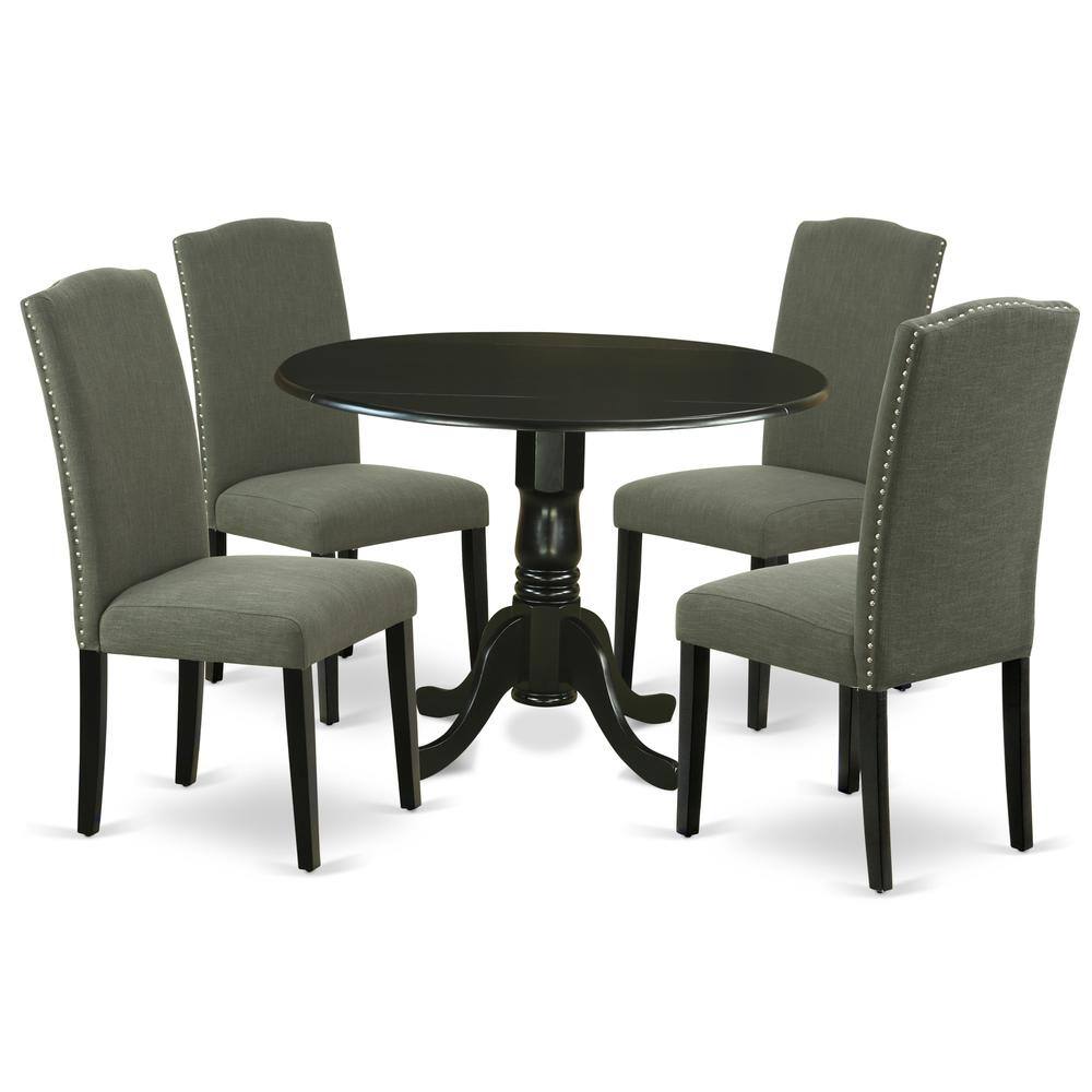Back. East West Furniture - Dining Room Set Black - Brown.