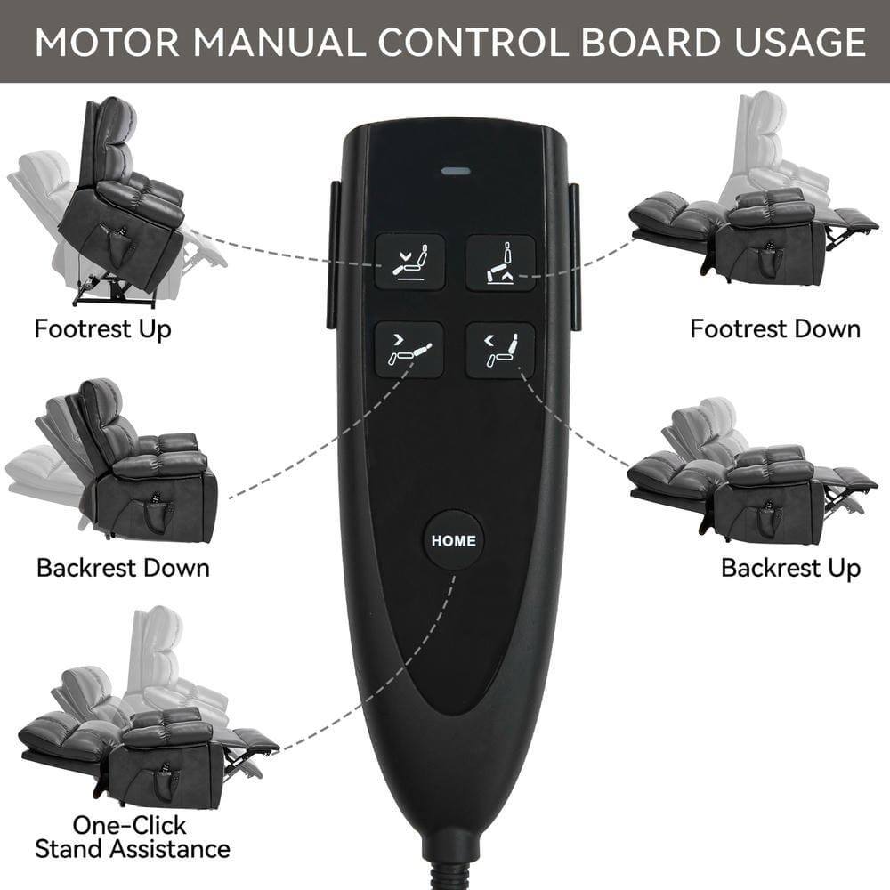 MOTOR MANUAL CONTROL BOARD USAGE

- Footrest Up
- Footrest Down
- Backrest Down
- Backrest Up
- HOME
- One-Click Stand Assistance
