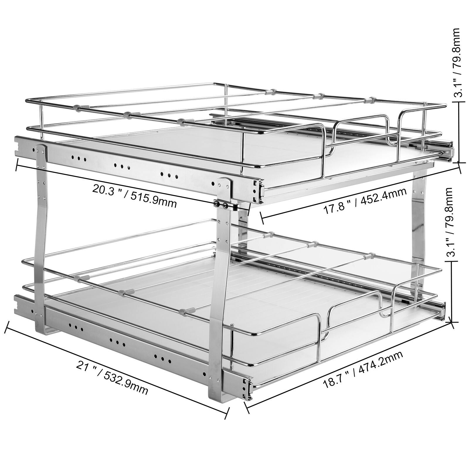 The corrected text from the image is:

- 20.3" / 515.9mm
- 17.8" / 452.4mm
- 21" / 532.9mm
- 18.7" / 474.2mm
- 3" / 76.2mm