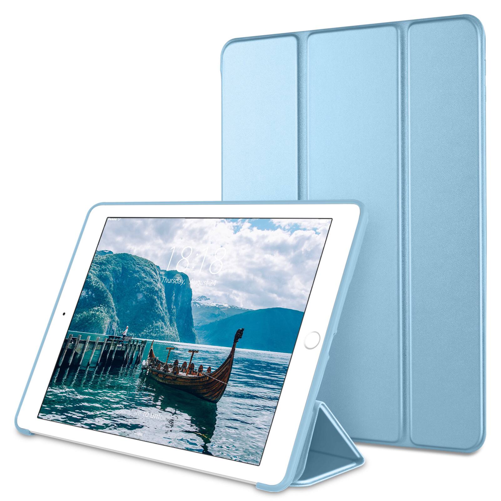DTTO - case for iPad 6th/5th Gen 9.7 Inch, Smart Slim Lightweight Stand with Soft TPU Back Cover , Auto Sleep/Wake - Sky Blue