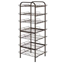 Oumilen - 7-Tier Water Bottle Storage Rack, Anti-Rust Beverage Bottle Organizer Stand, Brown - Black