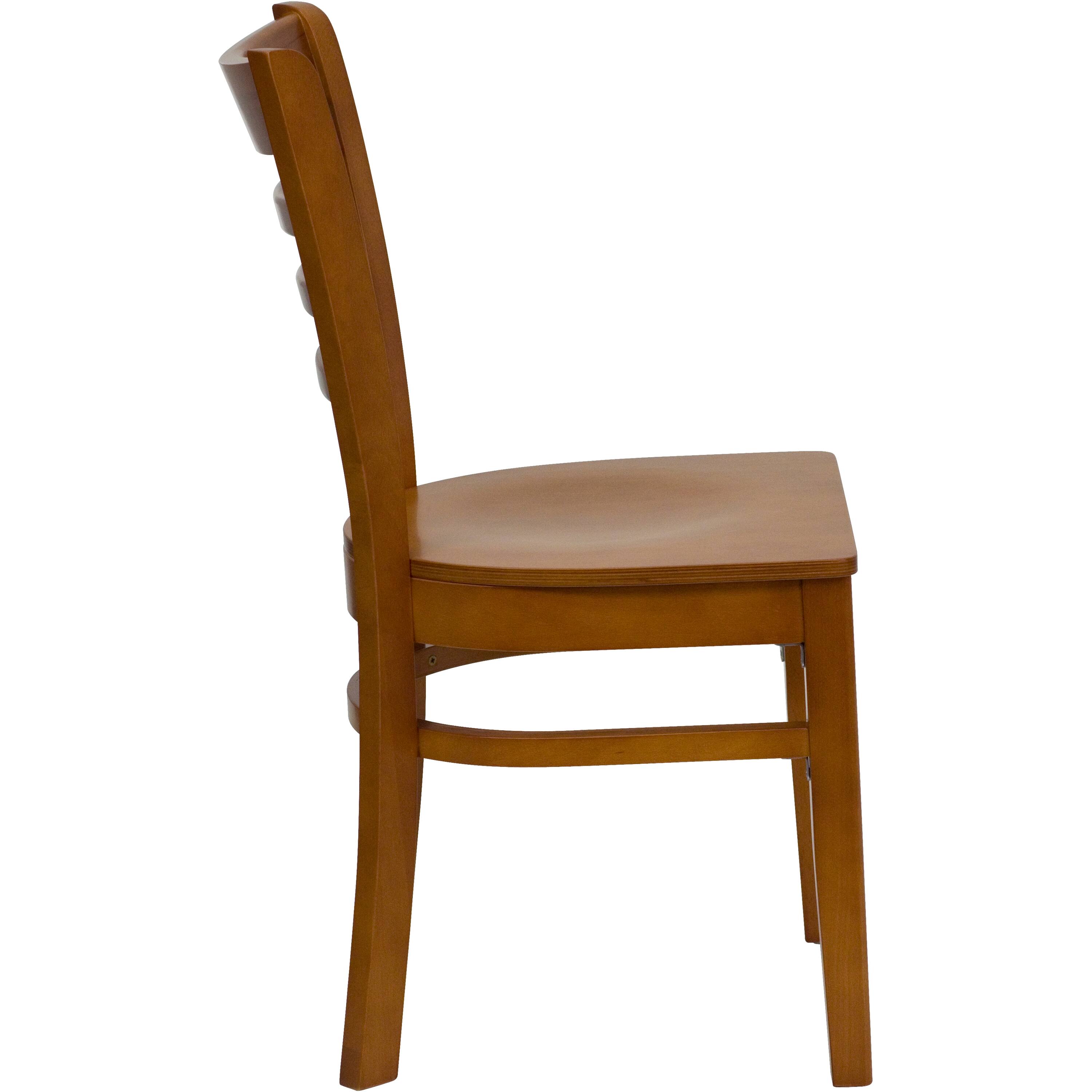 Alt View 5. Emma + Oliver - 2 Pack Ladder Back Wooden Restaurant Chair - Cherry Wood Seat/Cherry Wood Frame.