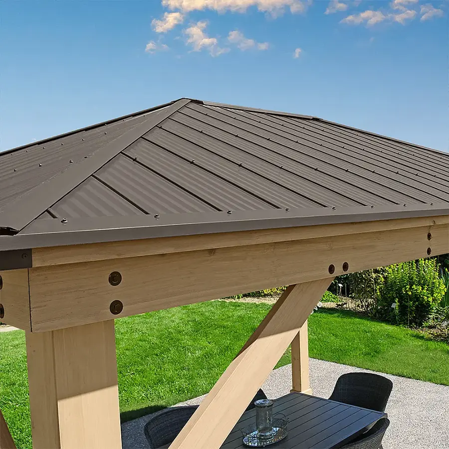 Alt View 18. Yardistry - 12' x 16' Meridian Gazebo - Brown.