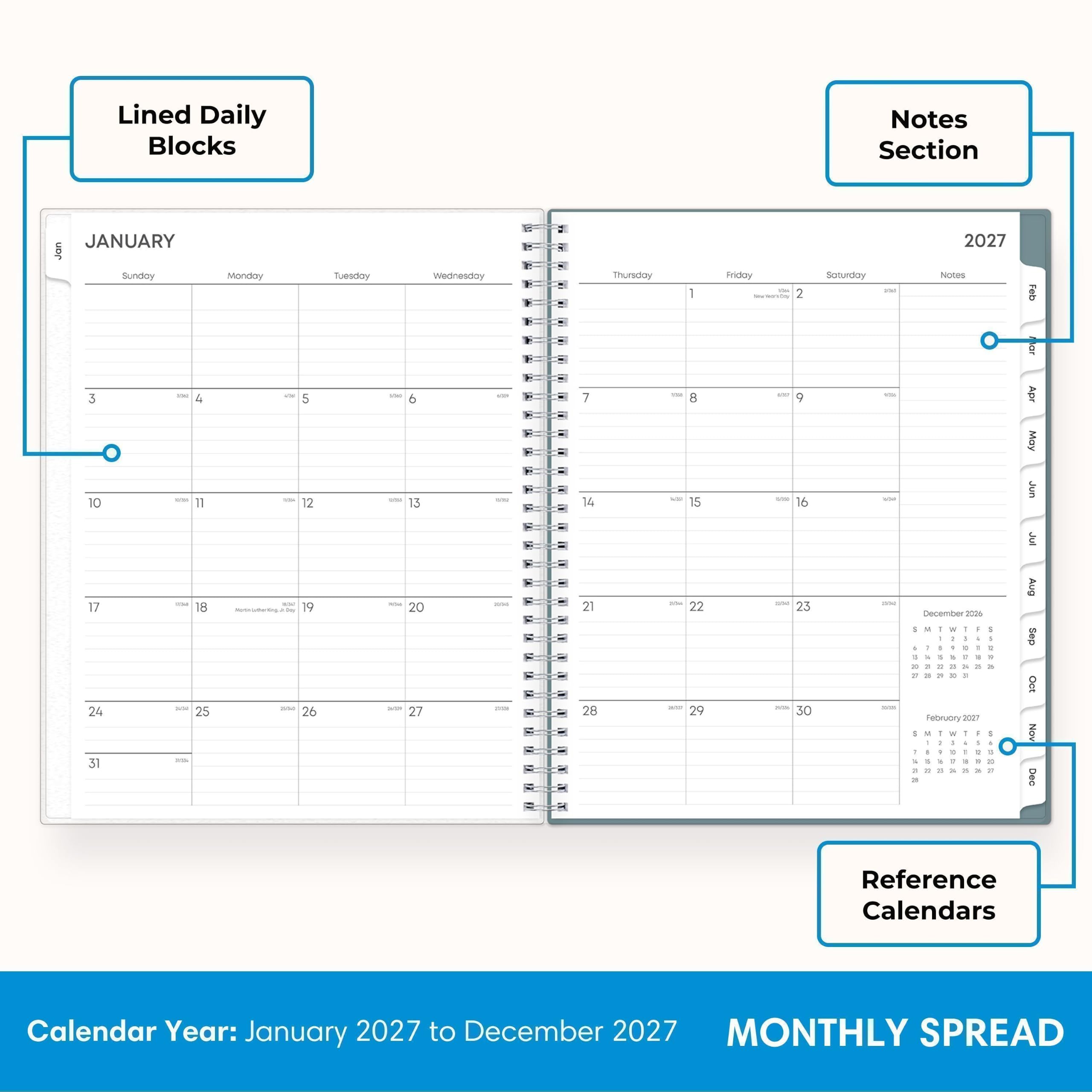 Blue Sky 2027 Weekly & Monthly Planner Calendar, 8.5