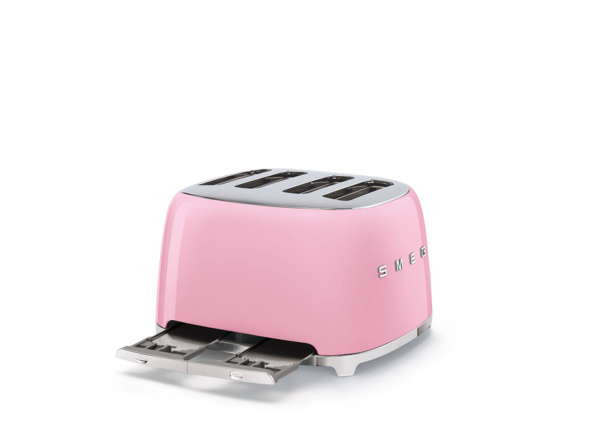 Left. SMEG - SMEG TSF03 4-Slice Wide-Slot Toaster - Pink.