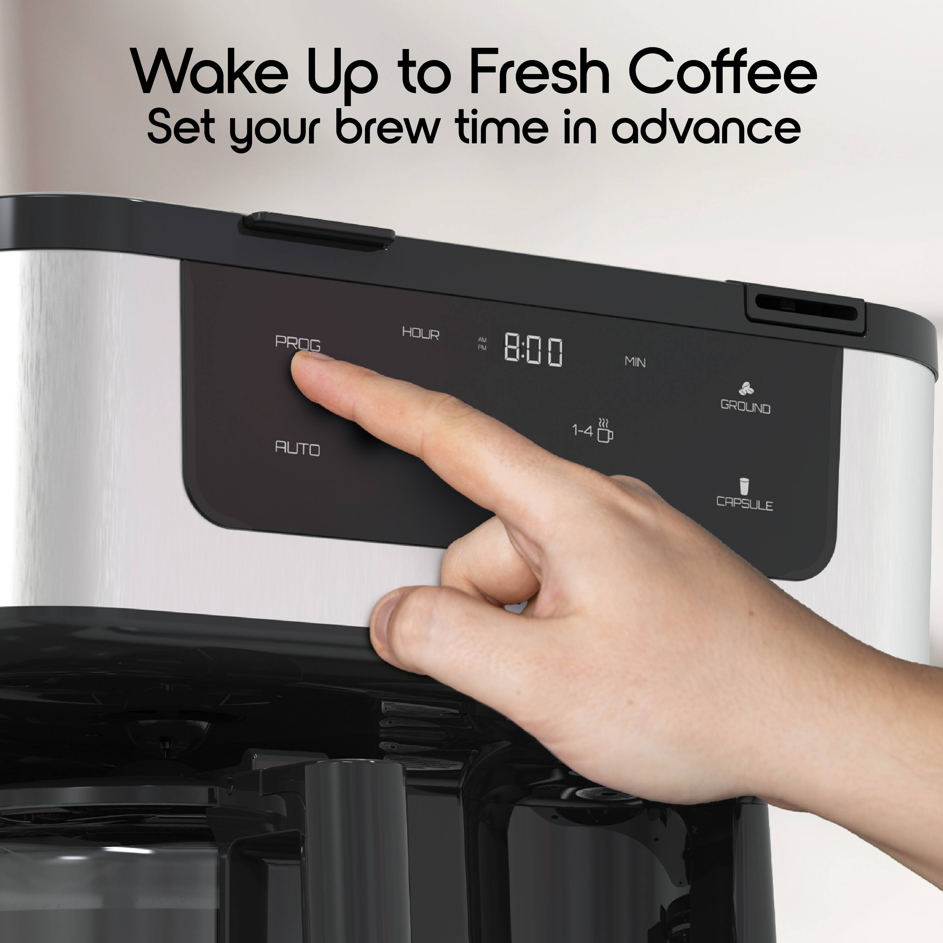 Wake Up to Fresh Coffee  
Set your brew time in advance