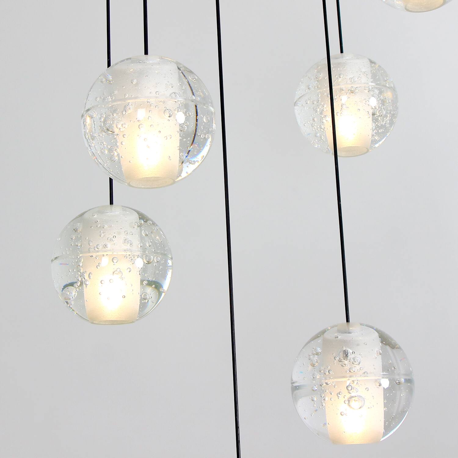 Alt View 2. Umeiluce - 14 - Light Modern Chandelier Crystal High Ceiling Hanging Pendant with Remote Control - Matte Black.