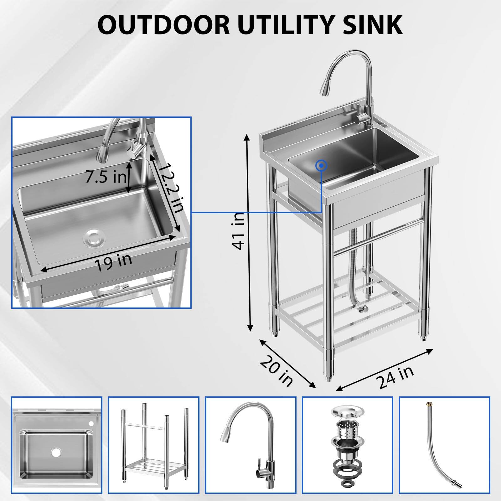 OUTDOOR UTILITY SINK

- 7.5 in
- 12.2 in
- 19 in
- 41 in
- 20 in
- 24 in
