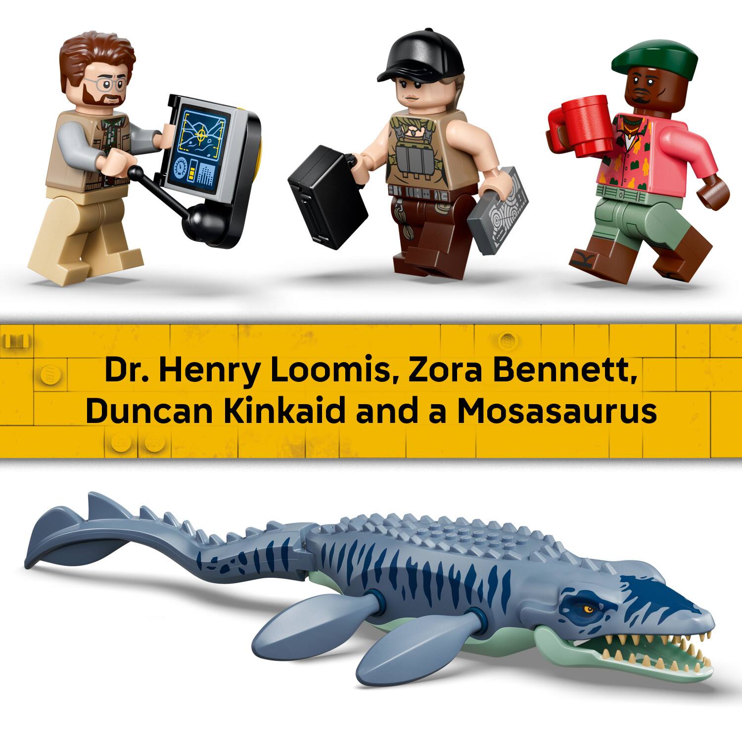 Dr. Henry Loomis, Zora Bennett, Duncan Kinkaid and a Mosasaurus