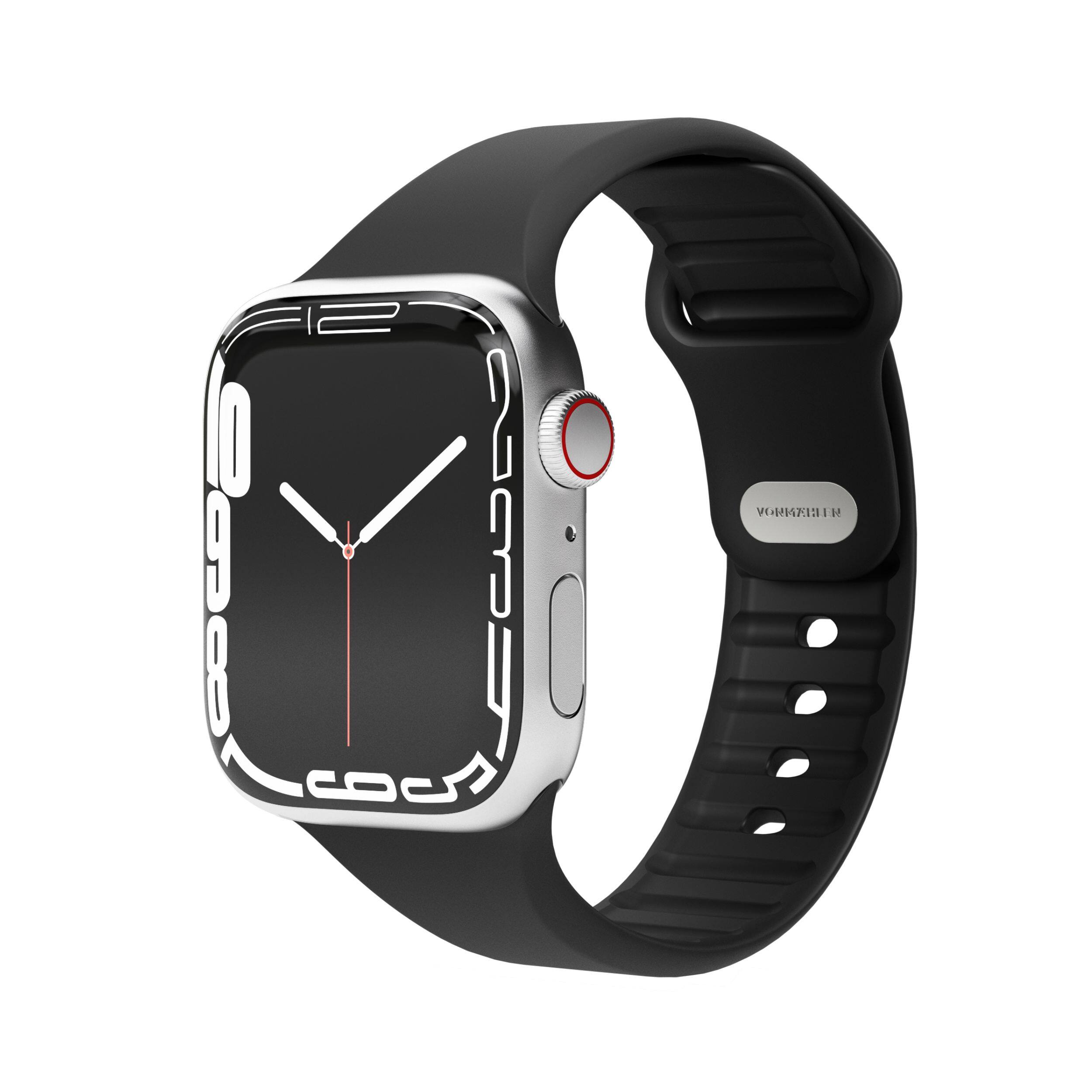 Front. Vonmahlen - Classic Silicone Band  for your Apple Watch, - Black.