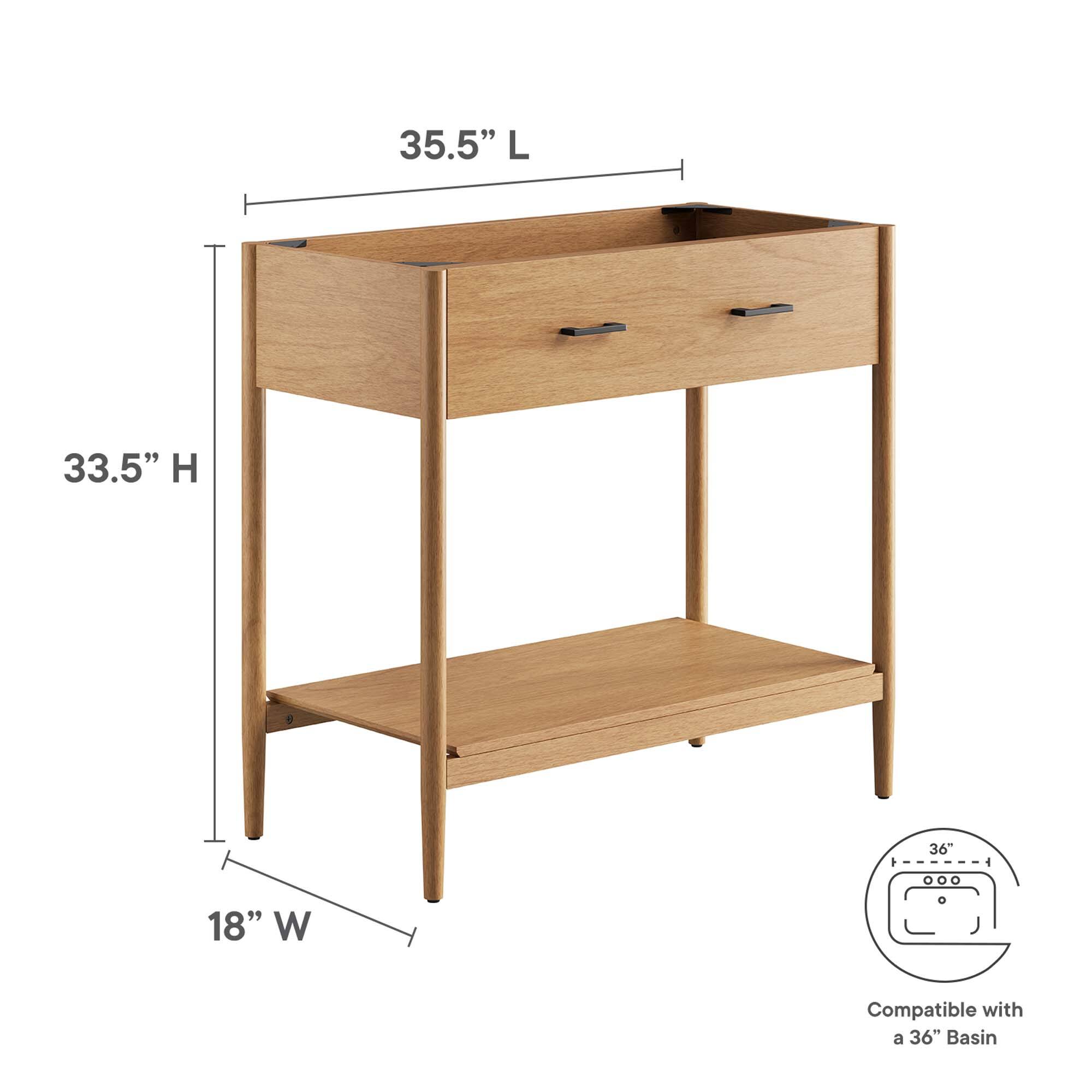 35.5" L  
33.5" H  
18" W  
Compatible with a 36" Basin