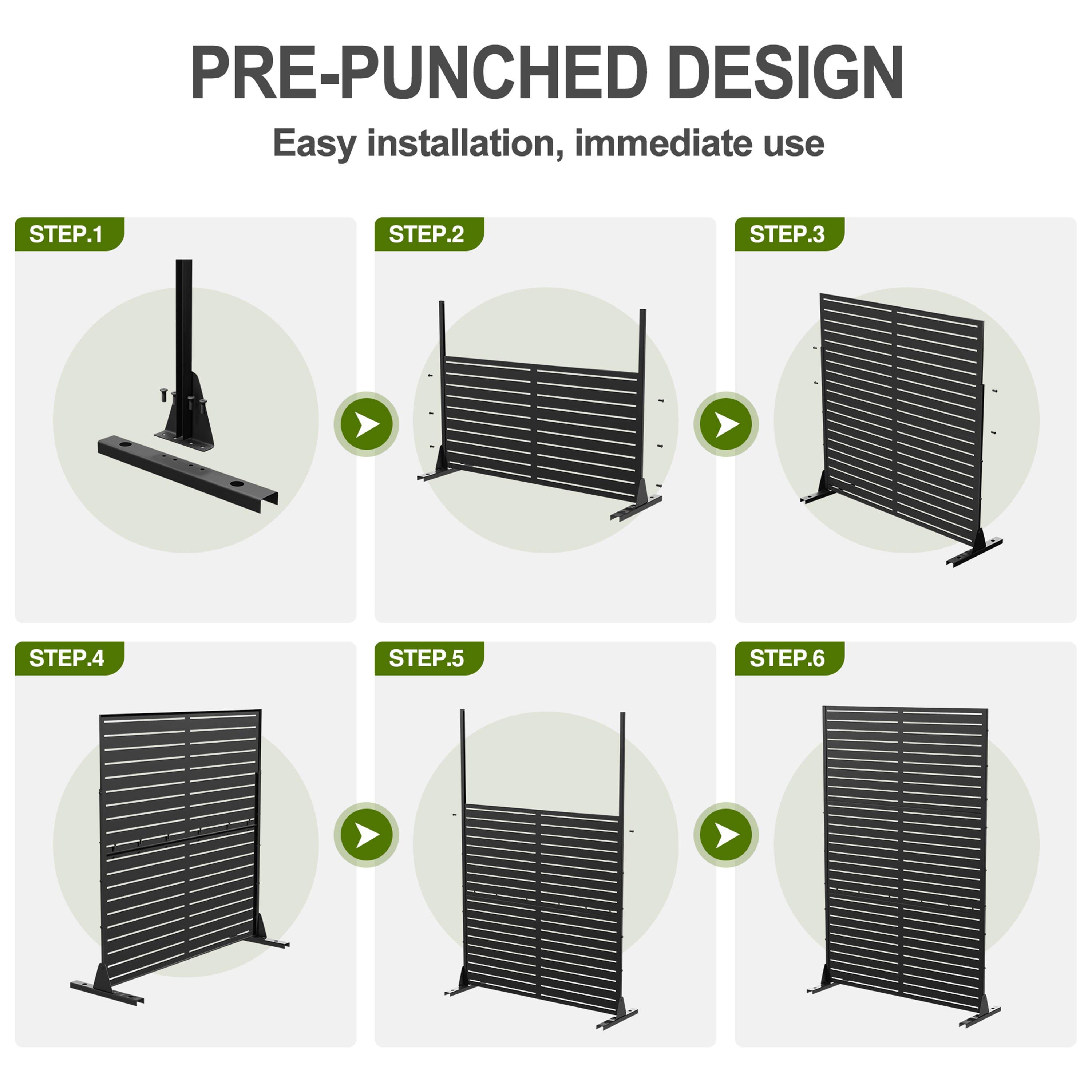 PRE-PUNCHED DESIGN  
Easy installation, immediate use  

STEP.1  
STEP.2  
STEP.3  
STEP.4  
STEP.5  
STEP.6