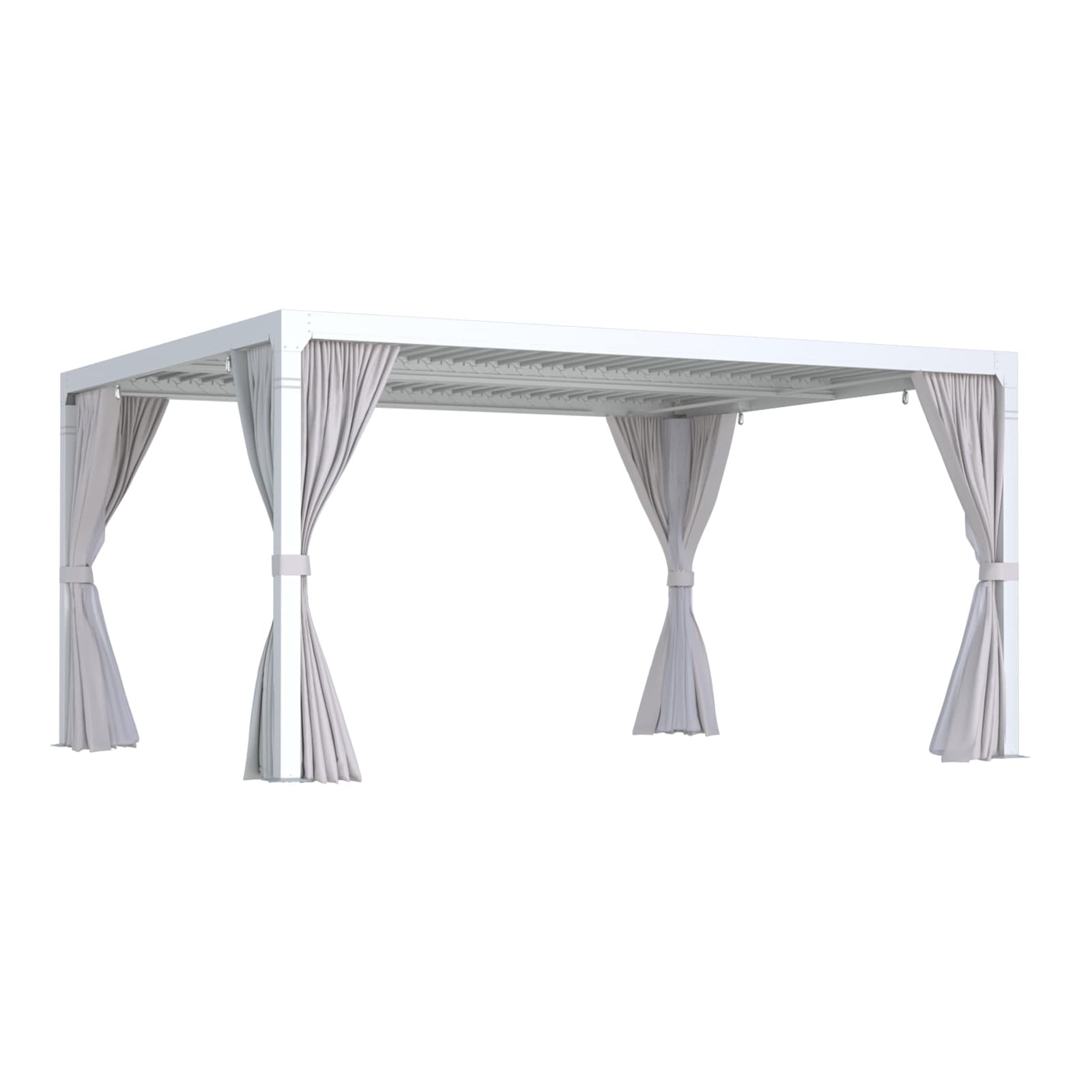 Alt View 6. U-HOMY - 10'x12' Outdoor Living Louvered Pergola - Adjustable & Rainproof Aluminum Roof Gazebo - White.