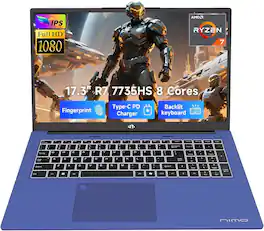 NIMO - 17.3" IPS FHD Gaming-Laptop, AMD 8 Cores Ryzen 7 7735HS 32GB DDR5 RAM 1TB SSD 4.75GHz - Blue