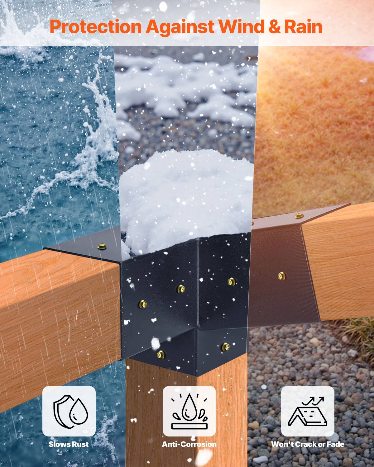 Protection Against Wind & Rain

- Slows Rust
- Anti-Corrosion
- Won't Crack or Fade