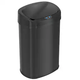 iTouchless - 13 Gallon Oval Stainless Steel Sensor Kitchen Trash Can with AbsorbX Odor Filter - Black