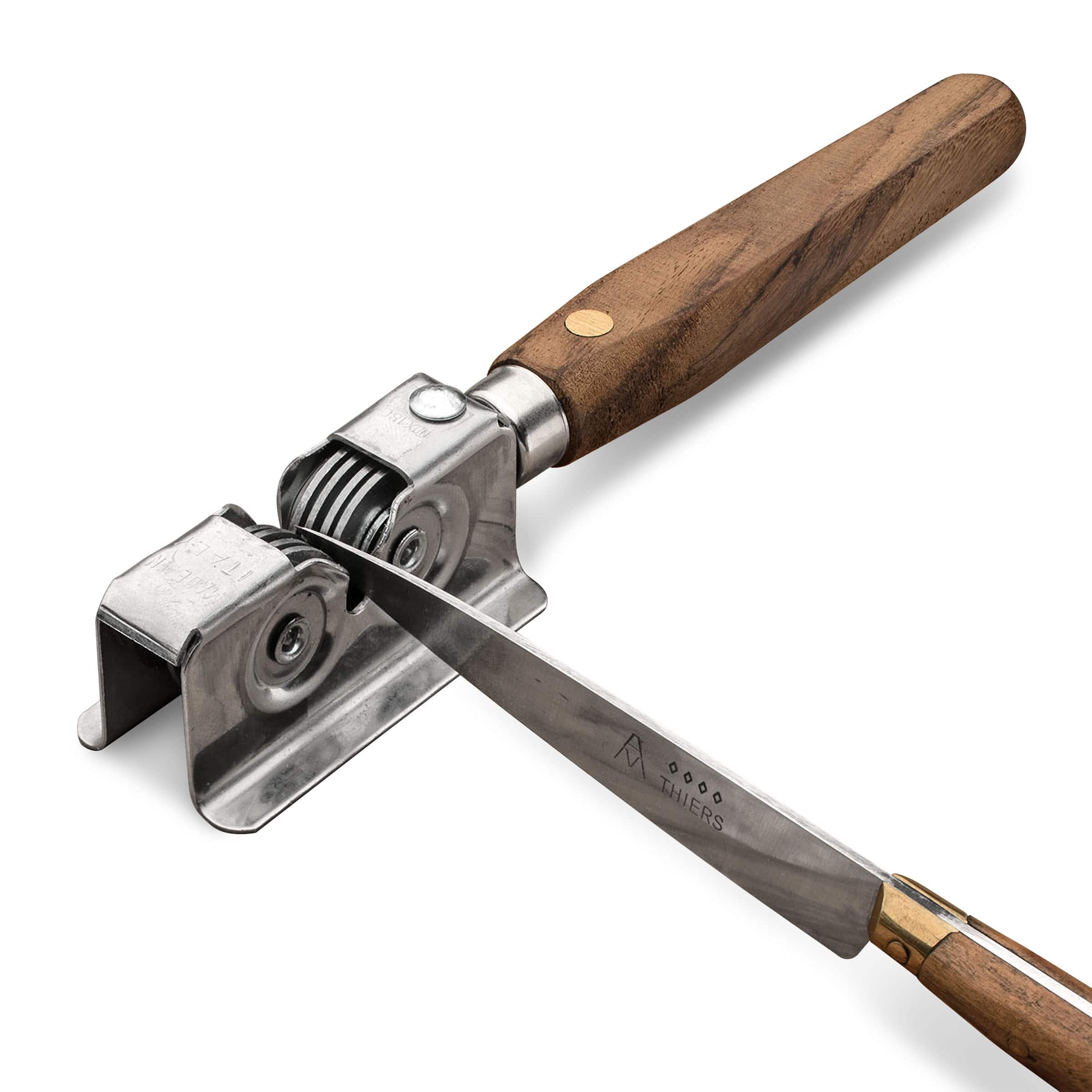 Kings County Tools - Handheld Manual Knife Sharpener - Dark Brown Wood