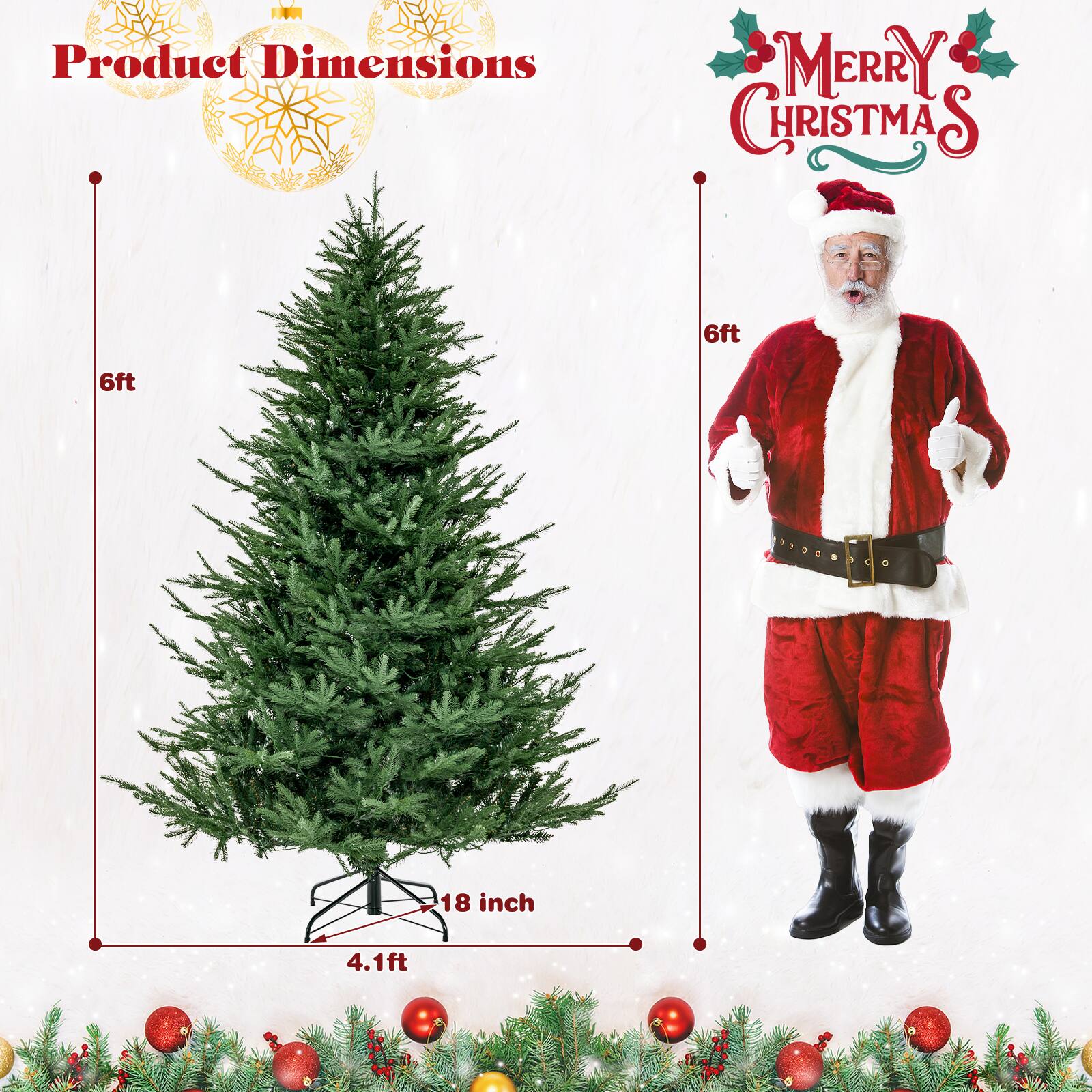 Product Dimensions  
MERRY CHRISTMAS  

6ft  
18 inch  
4.1ft