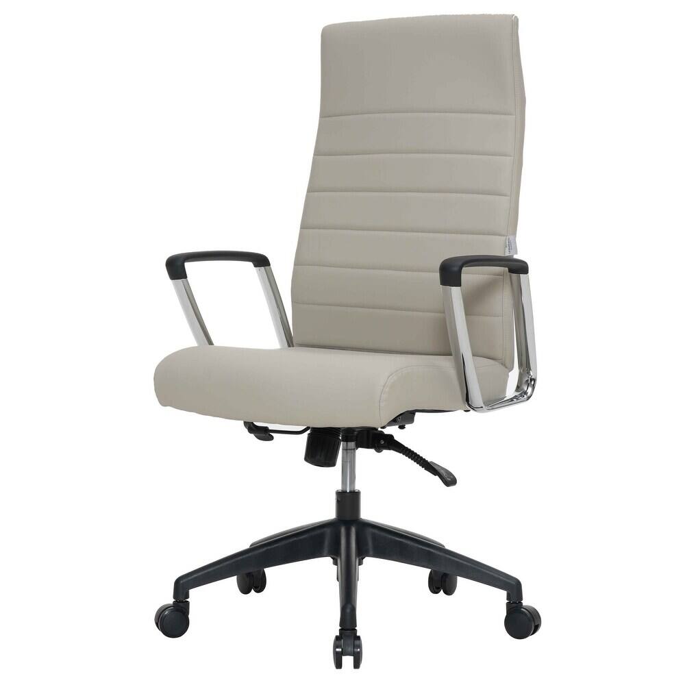 Alt View 7. LeisureMod - Hilton High-Back Adjustable Office Desk Chair Upholstered in Leather with Steel Frame, Swivel, and Ergonomic Support - Tan.