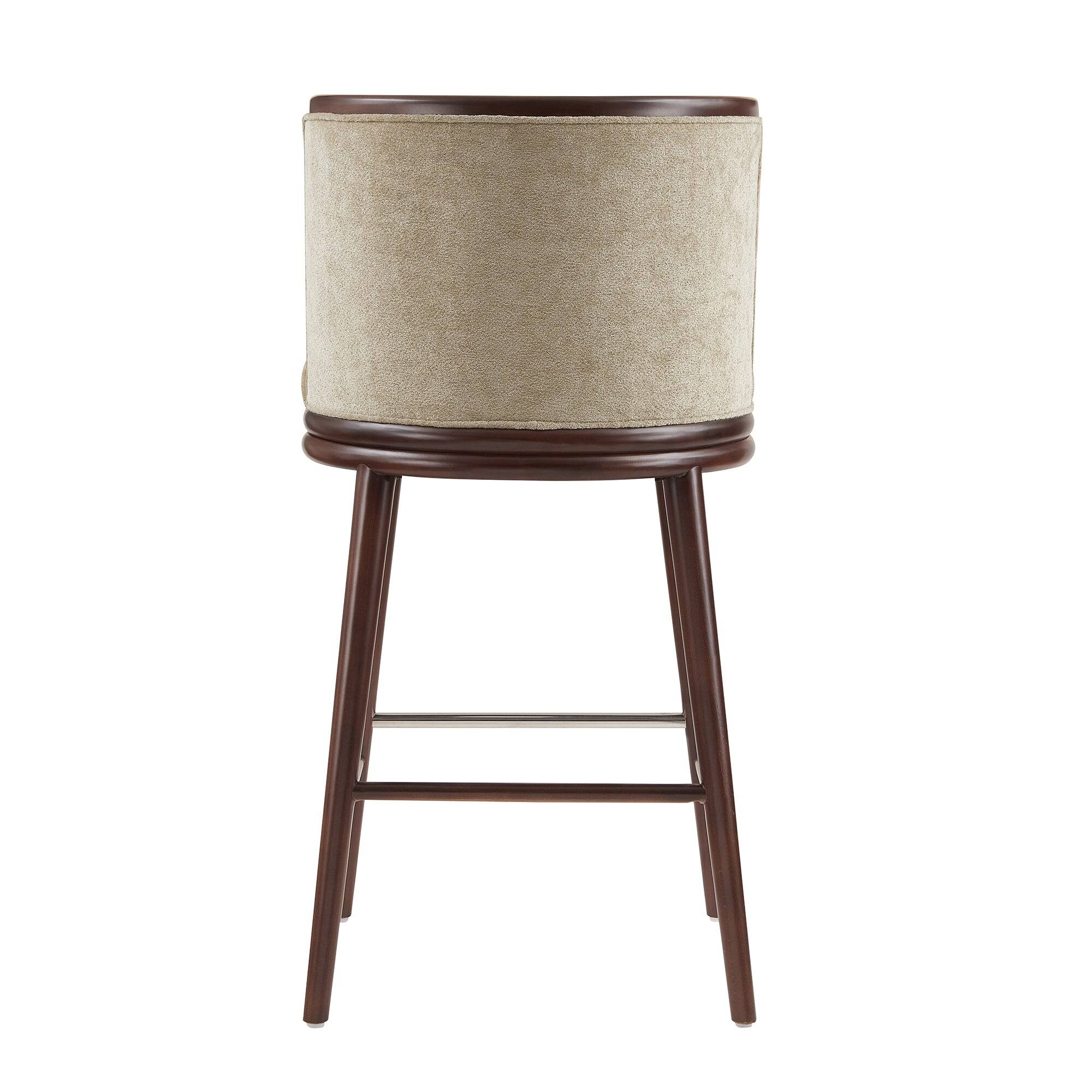 Alt View 4. Manhattan Comfort - Evalyn Modern Wood Upholstered Barstool - Set of 3 - Natural.