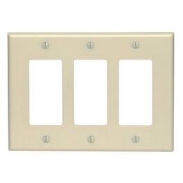 Leviton - 3 gang Thermoplastic Nylon Decorator Wall Plate 1 pk - Ivory
