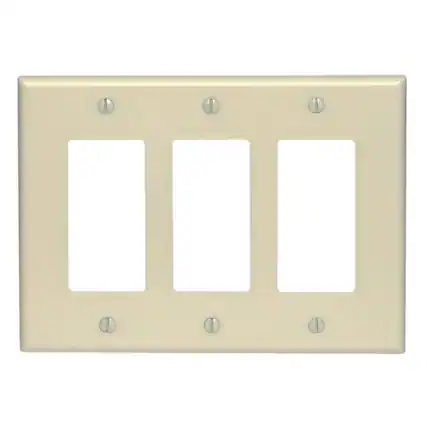 Front. Leviton - Leviton Ivory 3 gang Thermoplastic Nylon Decorator Wall Plate 1 pk - Ivory.