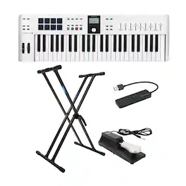 Arturia - KeyLab Essential 49 mk3 MIDI Keyboard Controller w/Stand, Pedal Bundle