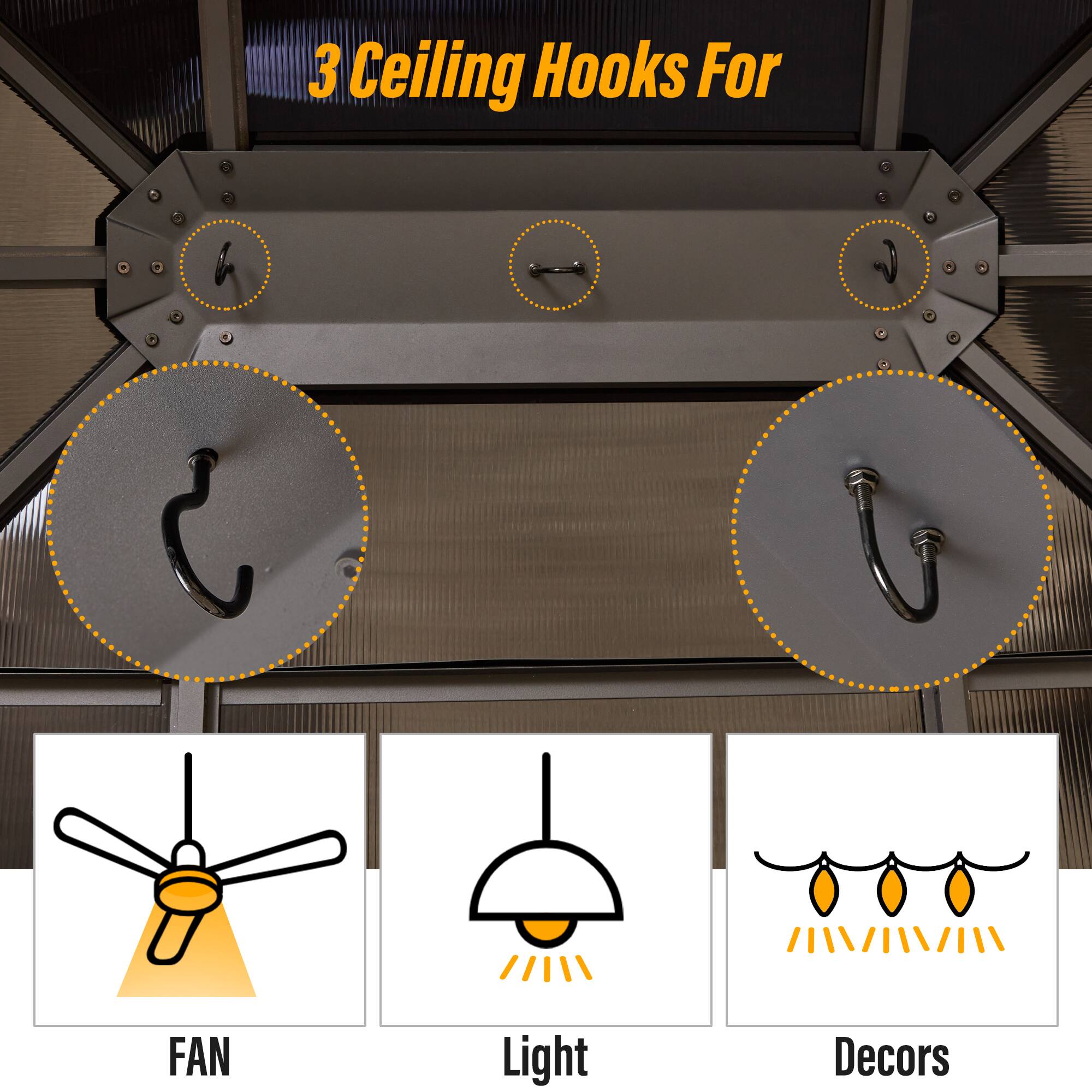 3 Ceiling Hooks For FAN Light Decors