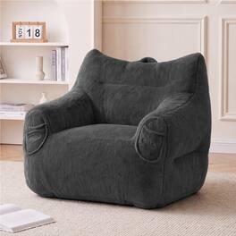 Vipbear - Bean Bag Chair for Kid&Adult, Accent Chair with Armrests&Back Support, Comfy Floor Sofa for Living Room, Bedroom - Dark Gray