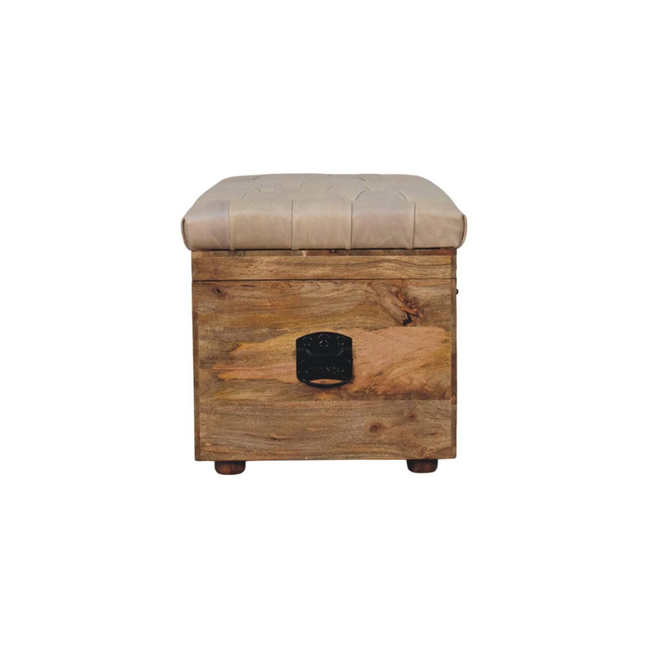 Alt View 5. Artisan Furniture - Artisan Furniture Solid Wood Beige Buffalo hide leather Storage Trunk, Upholstered, Leather, Brown & Grey - Brown & Gret.