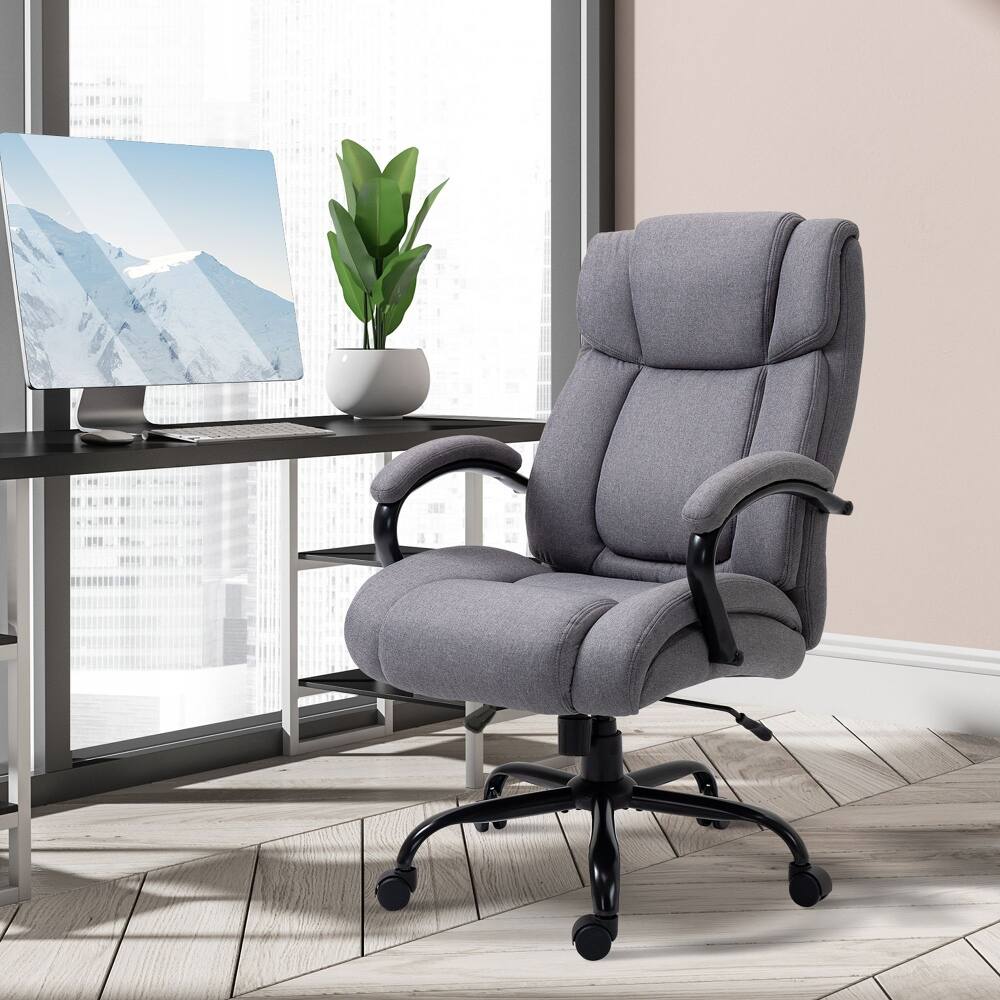 Angle. Loheer - Loheer Big and Tall Office Chair 485 lbs Capacity Wide Seat Executive Desk Chair Light Gray - Light Gray.