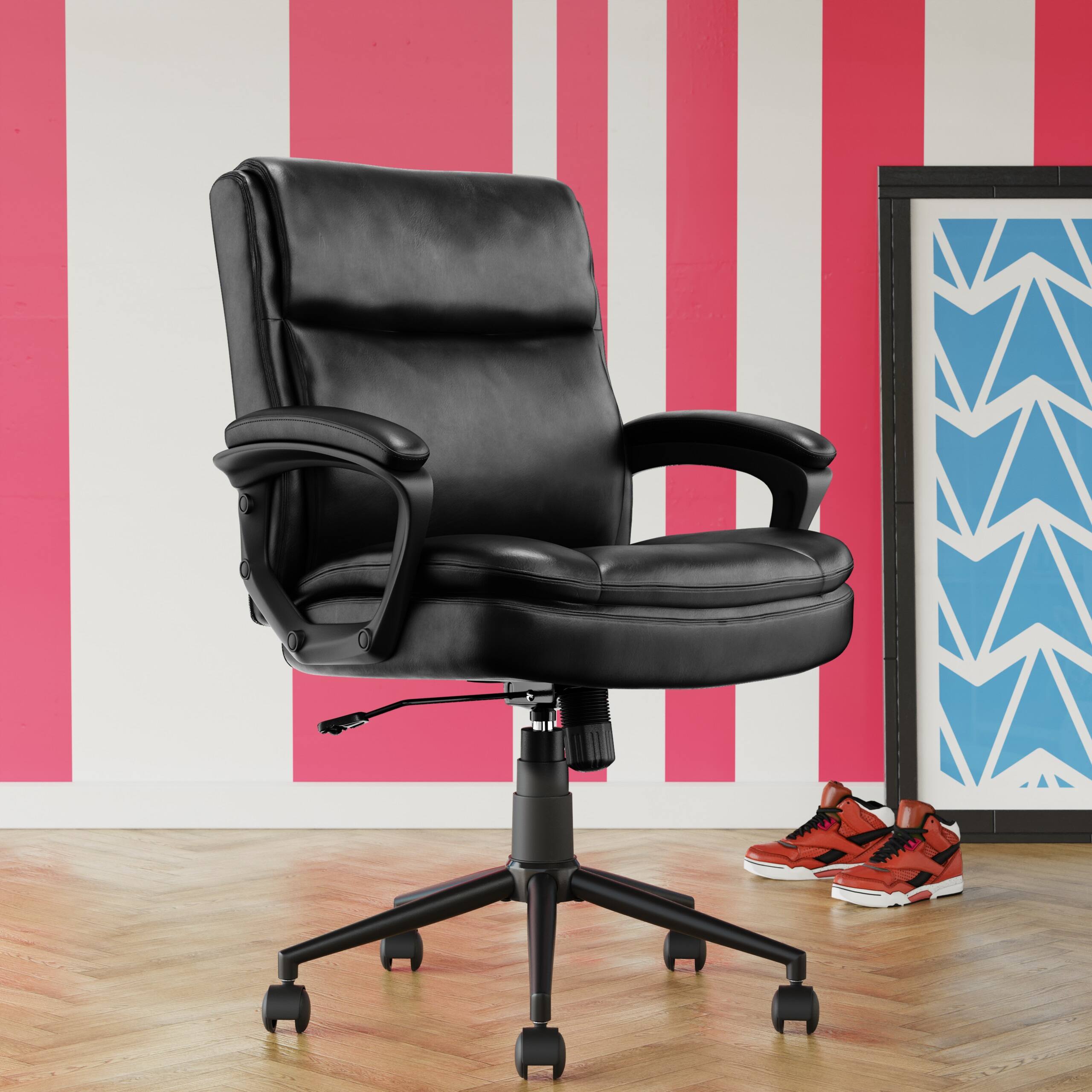 Angle. Click365 - Transform 2.0 Extra Comfort Ergonomic Mid-Back Desk Chair - Black.