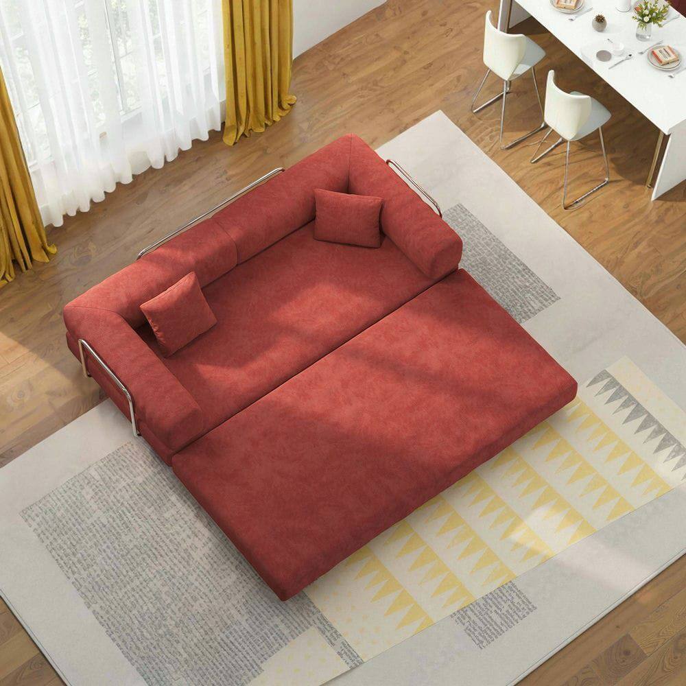 Angle. Kadyn - 78.8" Modular Floor Sofa, Convertible Pudding Block Design with Armrests, Compression Packaging, Orange - Orange.