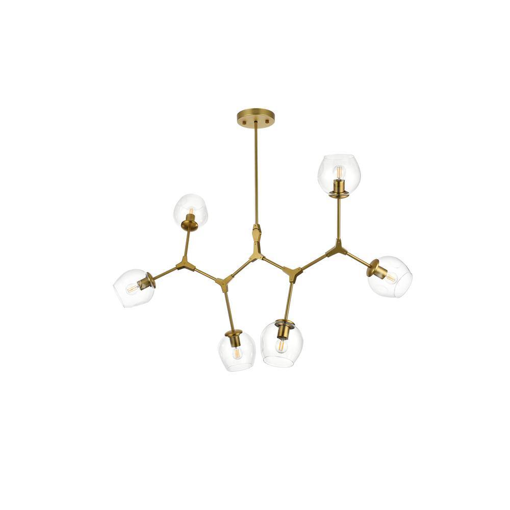 Back. Elegant Lighting - Cavoli 49 inch Chandelier in Brass - Brass.